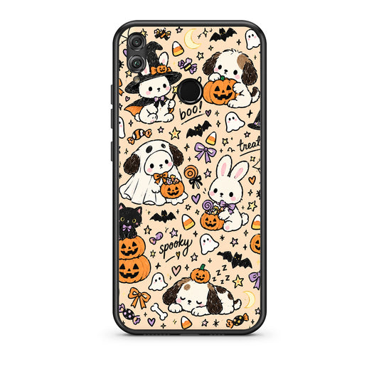 Θήκη Honor 8x Halloween Puppies and Friends on Cream από τη Smartfits με σχέδιο στο πίσω μέρος και μαύρο περίβλημα | Honor 8x Halloween Puppies and Friends on Cream case with colorful back and black bezels