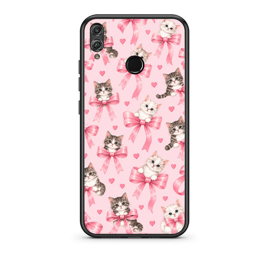 Θήκη Honor 8x Kittens and Pink Bows on Pink από τη Smartfits με σχέδιο στο πίσω μέρος και μαύρο περίβλημα | Honor 8x Kittens and Pink Bows on Pink case with colorful back and black bezels