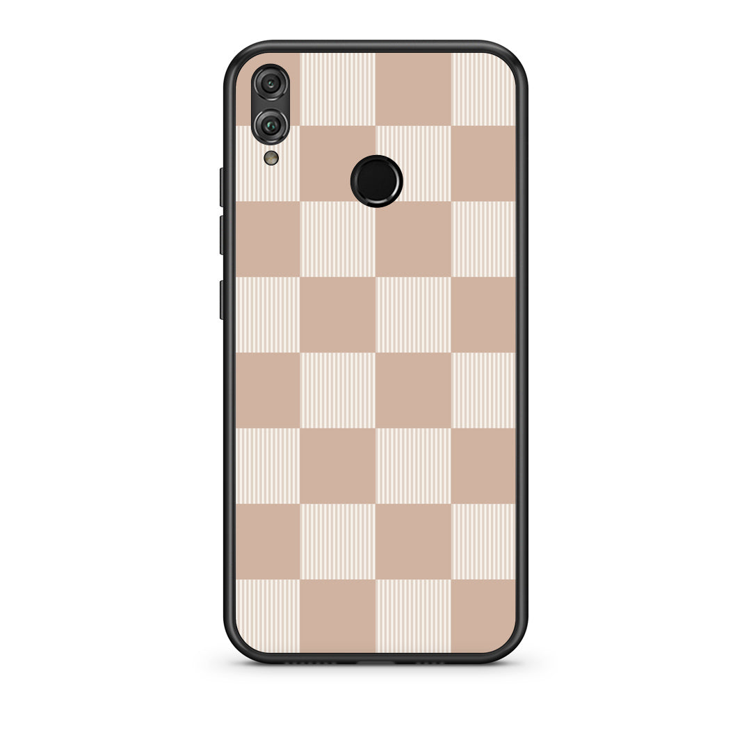 Θήκη Honor 8x Latte and Cream Striped Checks από τη Smartfits με σχέδιο στο πίσω μέρος και μαύρο περίβλημα | Honor 8x Latte and Cream Striped Checks case with colorful back and black bezels