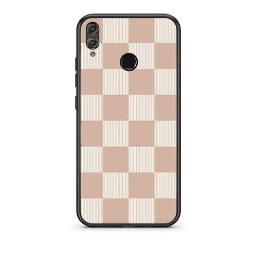 Θήκη Honor 8x Latte and Cream Striped Checks από τη Smartfits με σχέδιο στο πίσω μέρος και μαύρο περίβλημα | Honor 8x Latte and Cream Striped Checks case with colorful back and black bezels