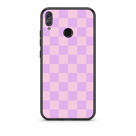 Θήκη Honor 8x Lavender and Pink Checkerboard από τη Smartfits με σχέδιο στο πίσω μέρος και μαύρο περίβλημα | Honor 8x Lavender and Pink Checkerboard case with colorful back and black bezels