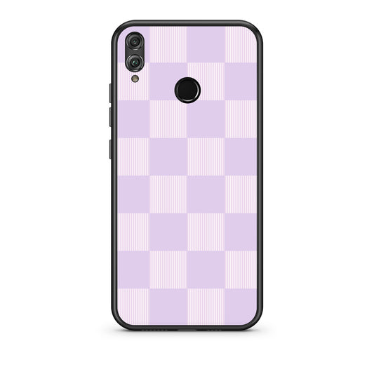 Θήκη Honor 8x Lilac and Cream Striped Checks από τη Smartfits με σχέδιο στο πίσω μέρος και μαύρο περίβλημα | Honor 8x Lilac and Cream Striped Checks case with colorful back and black bezels