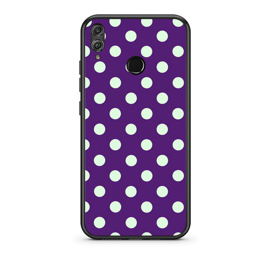 Θήκη Honor 8x Mint Polka Dots on Purple από τη Smartfits με σχέδιο στο πίσω μέρος και μαύρο περίβλημα | Honor 8x Mint Polka Dots on Purple case with colorful back and black bezels