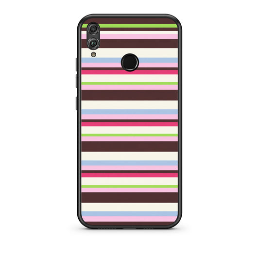 Θήκη Honor 8x Multicolour Horizontal Stripes από τη Smartfits με σχέδιο στο πίσω μέρος και μαύρο περίβλημα | Honor 8x Multicolour Horizontal Stripes case with colorful back and black bezels