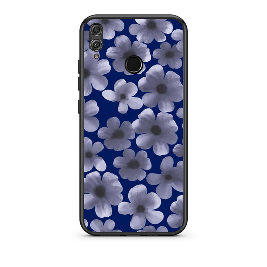 Θήκη Honor 8x Pale Blue Flowers on Navy από τη Smartfits με σχέδιο στο πίσω μέρος και μαύρο περίβλημα | Honor 8x Pale Blue Flowers on Navy case with colorful back and black bezels