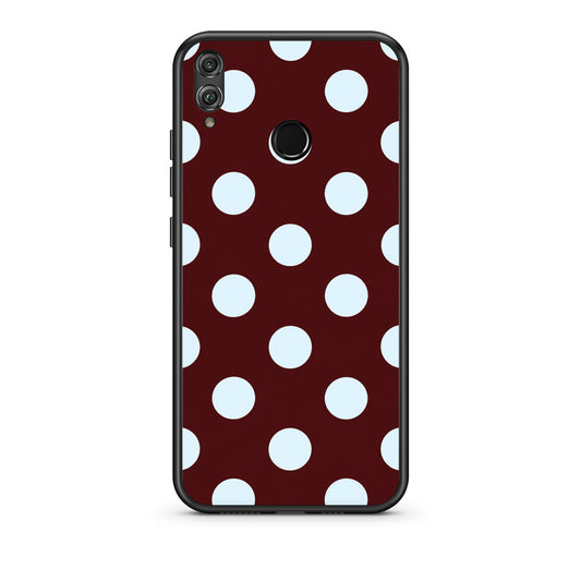 Θήκη Honor 8x Pale Blue Large Polka Dots on Burgundy από τη Smartfits με σχέδιο στο πίσω μέρος και μαύρο περίβλημα | Honor 8x Pale Blue Large Polka Dots on Burgundy case with colorful back and black bezels