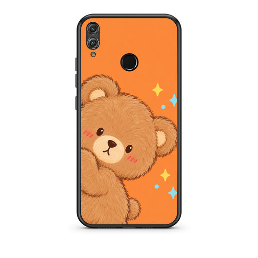 Θήκη Honor 8x Peekaboo Teddy on Orange από τη Smartfits με σχέδιο στο πίσω μέρος και μαύρο περίβλημα | Honor 8x Peekaboo Teddy on Orange case with colorful back and black bezels