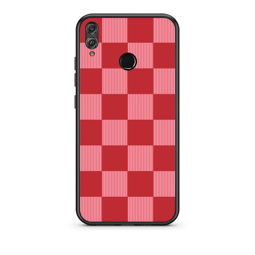 Θήκη Honor 8x Red and Pink Striped Checks από τη Smartfits με σχέδιο στο πίσω μέρος και μαύρο περίβλημα | Honor 8x Red and Pink Striped Checks case with colorful back and black bezels