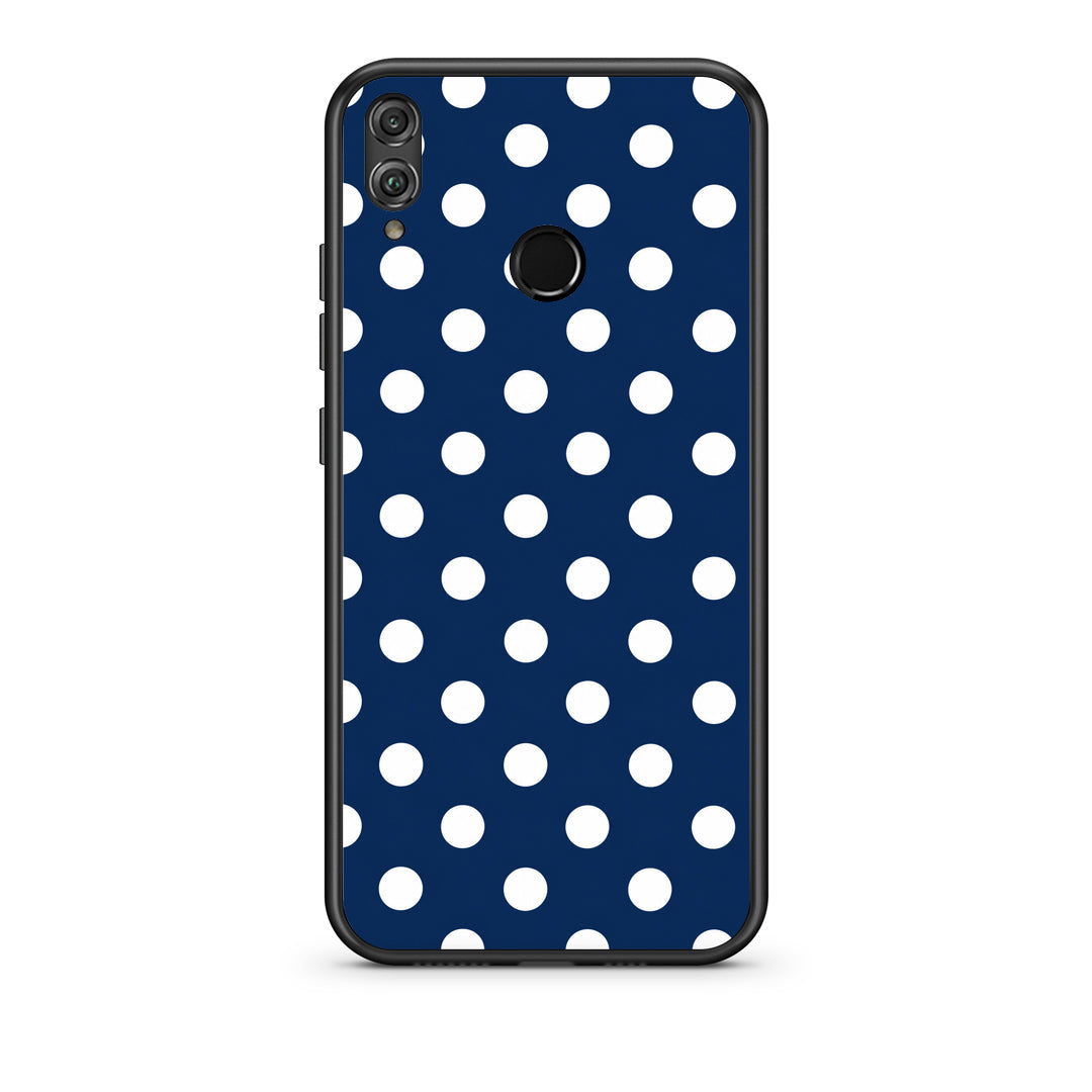 Θήκη Honor 8x White Large Polka Dots on Navy από τη Smartfits με σχέδιο στο πίσω μέρος και μαύρο περίβλημα | Honor 8x White Large Polka Dots on Navy case with colorful back and black bezels