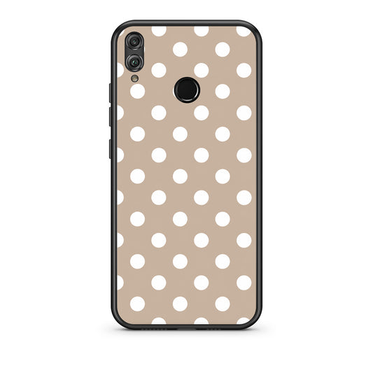 Θήκη Honor 8x White Polka Dots on Taupe από τη Smartfits με σχέδιο στο πίσω μέρος και μαύρο περίβλημα | Honor 8x White Polka Dots on Taupe case with colorful back and black bezels
