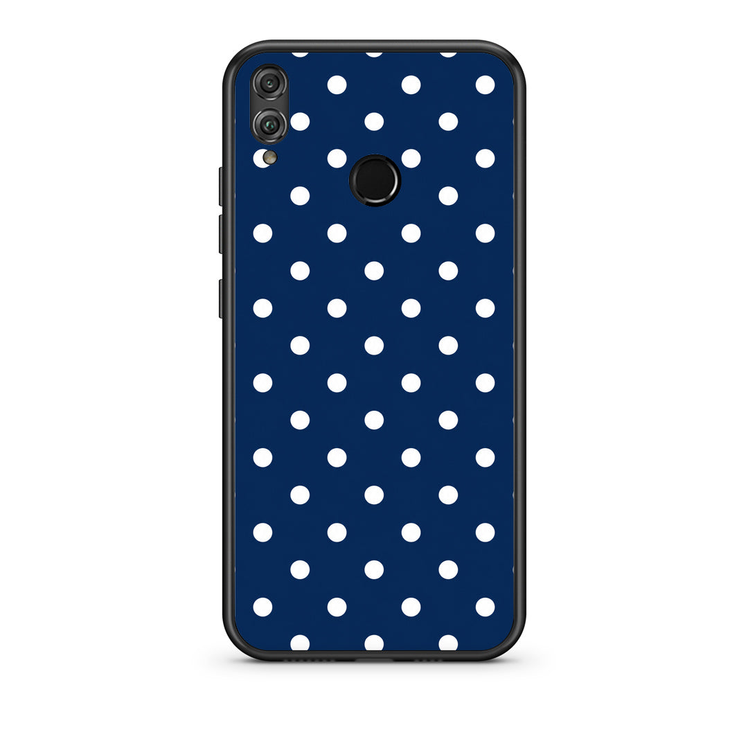 Θήκη Honor 8x White Small Polka Dots on Navy από τη Smartfits με σχέδιο στο πίσω μέρος και μαύρο περίβλημα | Honor 8x White Small Polka Dots on Navy case with colorful back and black bezels