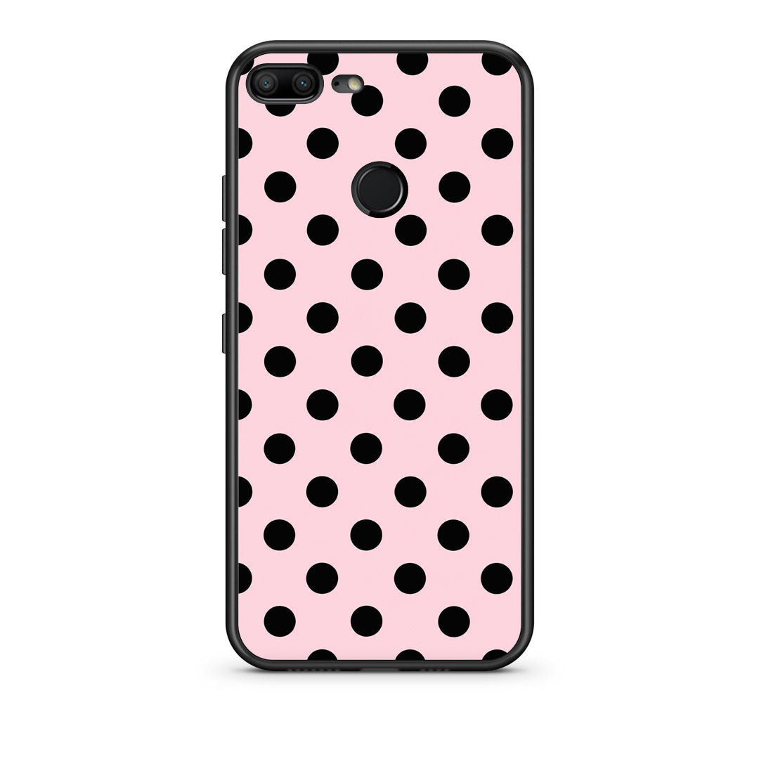 Θήκη Honor 9 Lite Black Polka Dots on Pink από τη Smartfits με σχέδιο στο πίσω μέρος και μαύρο περίβλημα | Honor 9 Lite Black Polka Dots on Pink case with colorful back and black bezels