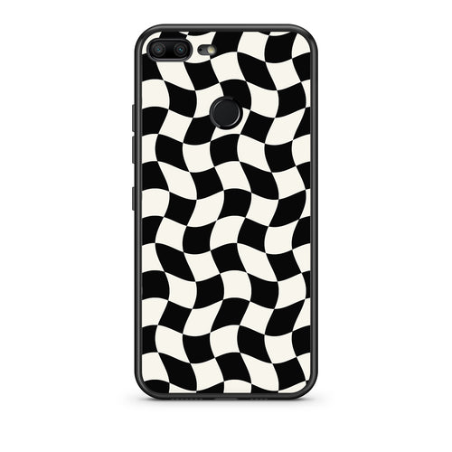 Θήκη Honor 9 Lite Black and Cream Wavy Checkerboard από τη Smartfits με σχέδιο στο πίσω μέρος και μαύρο περίβλημα | Honor 9 Lite Black and Cream Wavy Checkerboard case with colorful back and black bezels