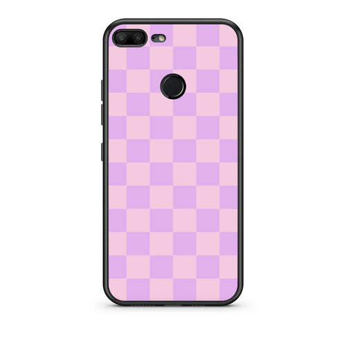 Θήκη Honor 9 Lite Lavender and Pink Checkerboard από τη Smartfits με σχέδιο στο πίσω μέρος και μαύρο περίβλημα | Honor 9 Lite Lavender and Pink Checkerboard case with colorful back and black bezels
