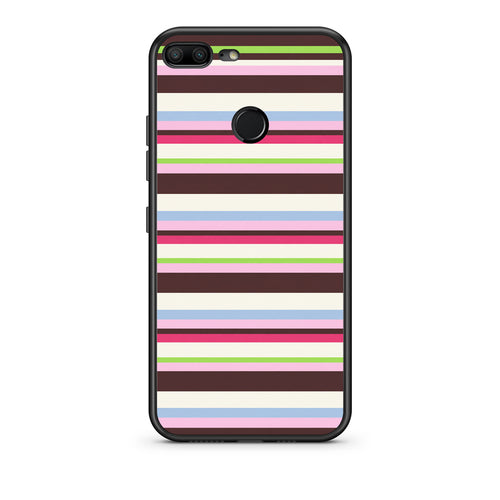 Θήκη Honor 9 Lite Multicolour Horizontal Stripes από τη Smartfits με σχέδιο στο πίσω μέρος και μαύρο περίβλημα | Honor 9 Lite Multicolour Horizontal Stripes case with colorful back and black bezels