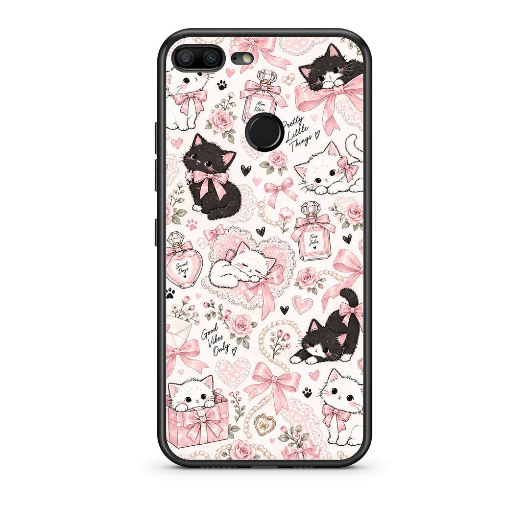Θήκη Honor 9 Lite Pink Bows and Kittens Collage από τη Smartfits με σχέδιο στο πίσω μέρος και μαύρο περίβλημα | Honor 9 Lite Pink Bows and Kittens Collage case with colorful back and black bezels