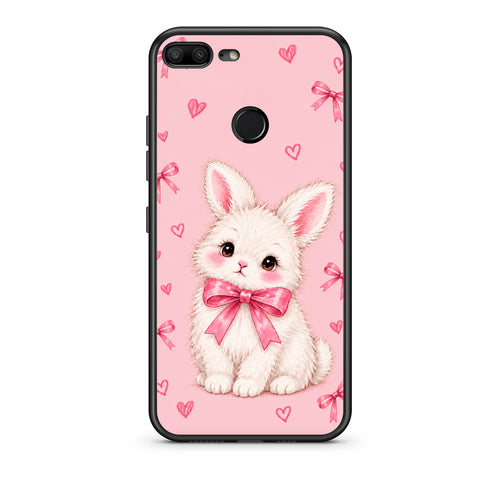 Θήκη Honor 9 Lite White Bunny and Pink Bows από τη Smartfits με σχέδιο στο πίσω μέρος και μαύρο περίβλημα | Honor 9 Lite White Bunny and Pink Bows case with colorful back and black bezels