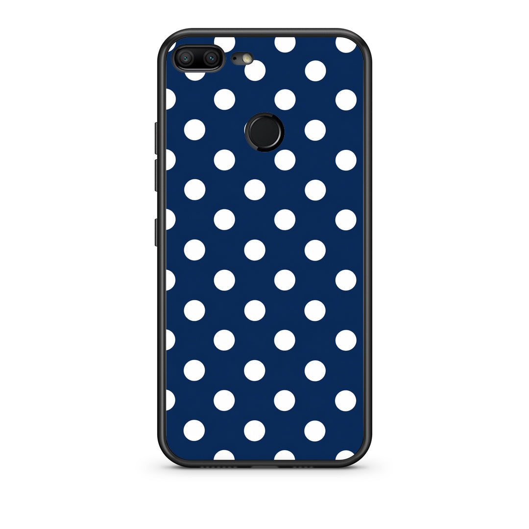Θήκη Honor 9 Lite White Large Polka Dots on Navy από τη Smartfits με σχέδιο στο πίσω μέρος και μαύρο περίβλημα | Honor 9 Lite White Large Polka Dots on Navy case with colorful back and black bezels