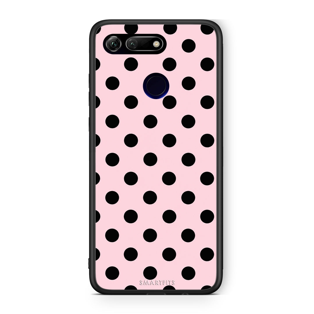 Θήκη Honor View 20 Black Polka Dots on Pink από τη Smartfits με σχέδιο στο πίσω μέρος και μαύρο περίβλημα | Honor View 20 Black Polka Dots on Pink case with colorful back and black bezels