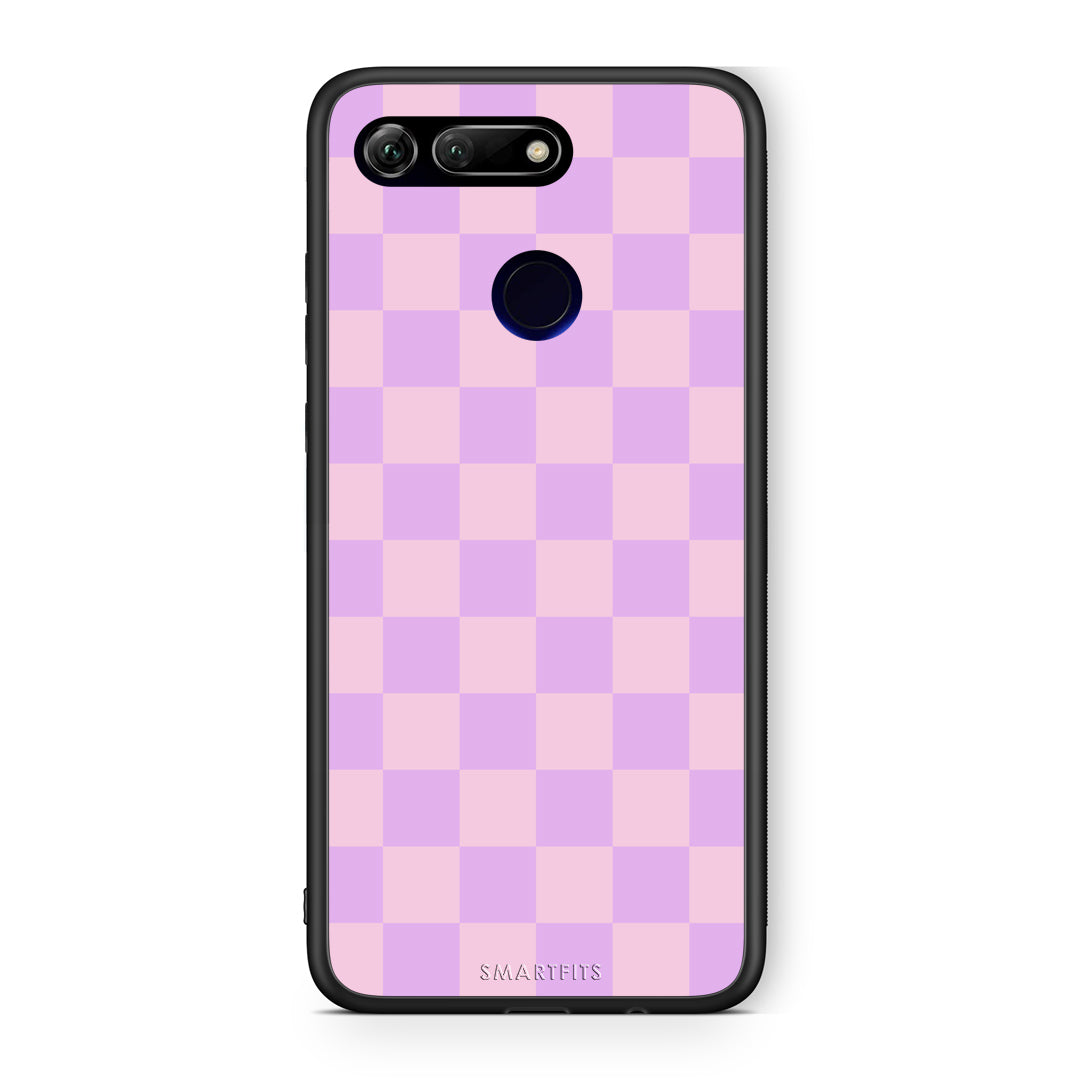Θήκη Honor View 20 Lavender and Pink Checkerboard από τη Smartfits με σχέδιο στο πίσω μέρος και μαύρο περίβλημα | Honor View 20 Lavender and Pink Checkerboard case with colorful back and black bezels