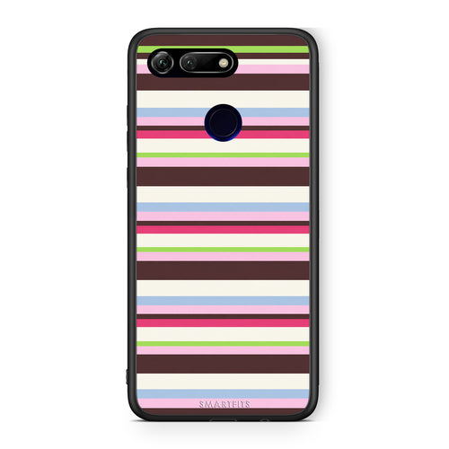 Θήκη Honor View 20 Multicolour Horizontal Stripes από τη Smartfits με σχέδιο στο πίσω μέρος και μαύρο περίβλημα | Honor View 20 Multicolour Horizontal Stripes case with colorful back and black bezels