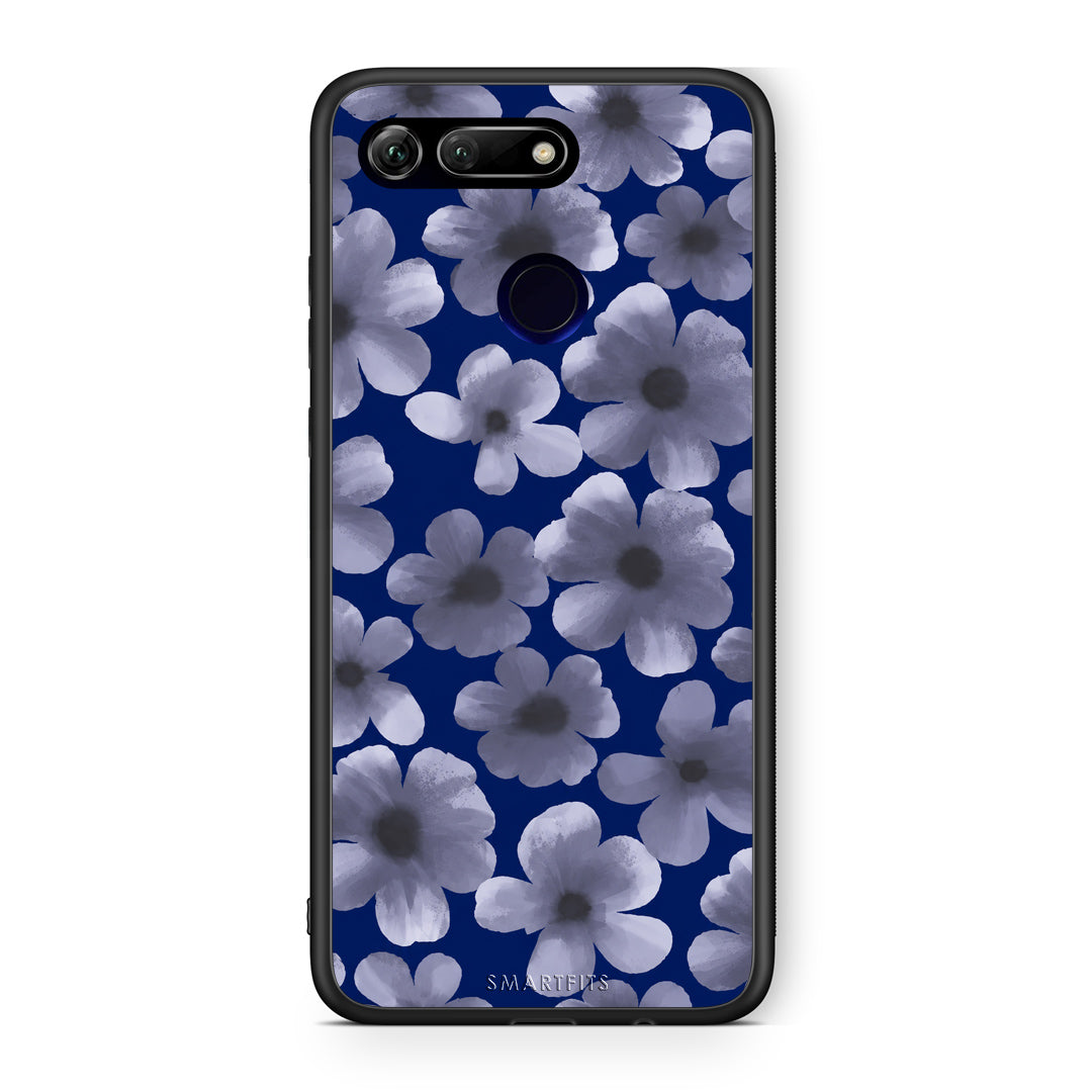 Θήκη Honor View 20 Pale Blue Flowers on Navy από τη Smartfits με σχέδιο στο πίσω μέρος και μαύρο περίβλημα | Honor View 20 Pale Blue Flowers on Navy case with colorful back and black bezels