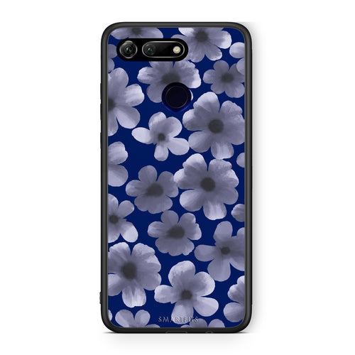 Θήκη Honor View 20 Pale Blue Flowers on Navy από τη Smartfits με σχέδιο στο πίσω μέρος και μαύρο περίβλημα | Honor View 20 Pale Blue Flowers on Navy case with colorful back and black bezels