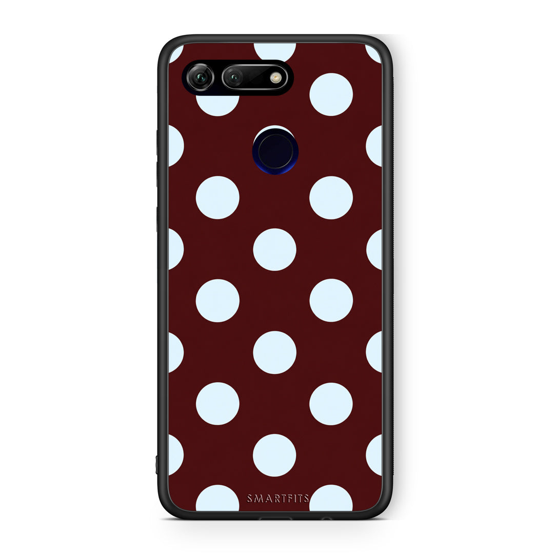 Θήκη Honor View 20 Pale Blue Large Polka Dots on Burgundy από τη Smartfits με σχέδιο στο πίσω μέρος και μαύρο περίβλημα | Honor View 20 Pale Blue Large Polka Dots on Burgundy case with colorful back and black bezels