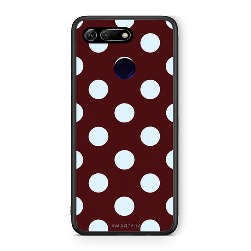 Θήκη Honor View 20 Pale Blue Large Polka Dots on Burgundy από τη Smartfits με σχέδιο στο πίσω μέρος και μαύρο περίβλημα | Honor View 20 Pale Blue Large Polka Dots on Burgundy case with colorful back and black bezels