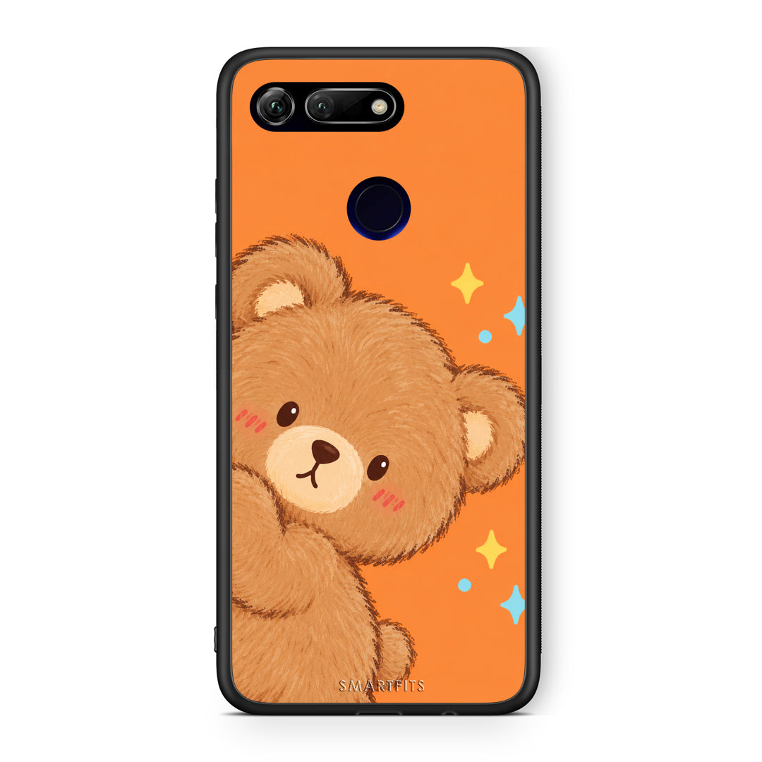 Θήκη Honor View 20 Peekaboo Teddy on Orange από τη Smartfits με σχέδιο στο πίσω μέρος και μαύρο περίβλημα | Honor View 20 Peekaboo Teddy on Orange case with colorful back and black bezels