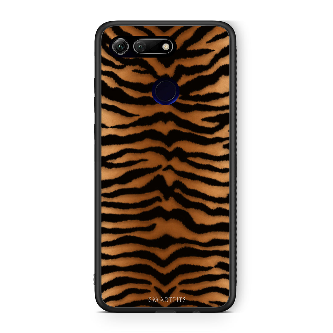 Θήκη Honor View 20 Tiger Print Orange and Black από τη Smartfits με σχέδιο στο πίσω μέρος και μαύρο περίβλημα | Honor View 20 Tiger Print Orange and Black case with colorful back and black bezels