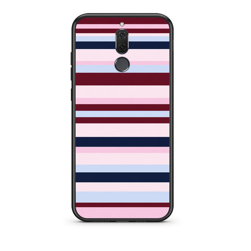 Θήκη Huawei Mate 10 Lite Burgundy Pink and Blue Horizontal Stripes από τη Smartfits με σχέδιο στο πίσω μέρος και μαύρο περίβλημα | Huawei Mate 10 Lite Burgundy Pink and Blue Horizontal Stripes case with colorful back and black bezels