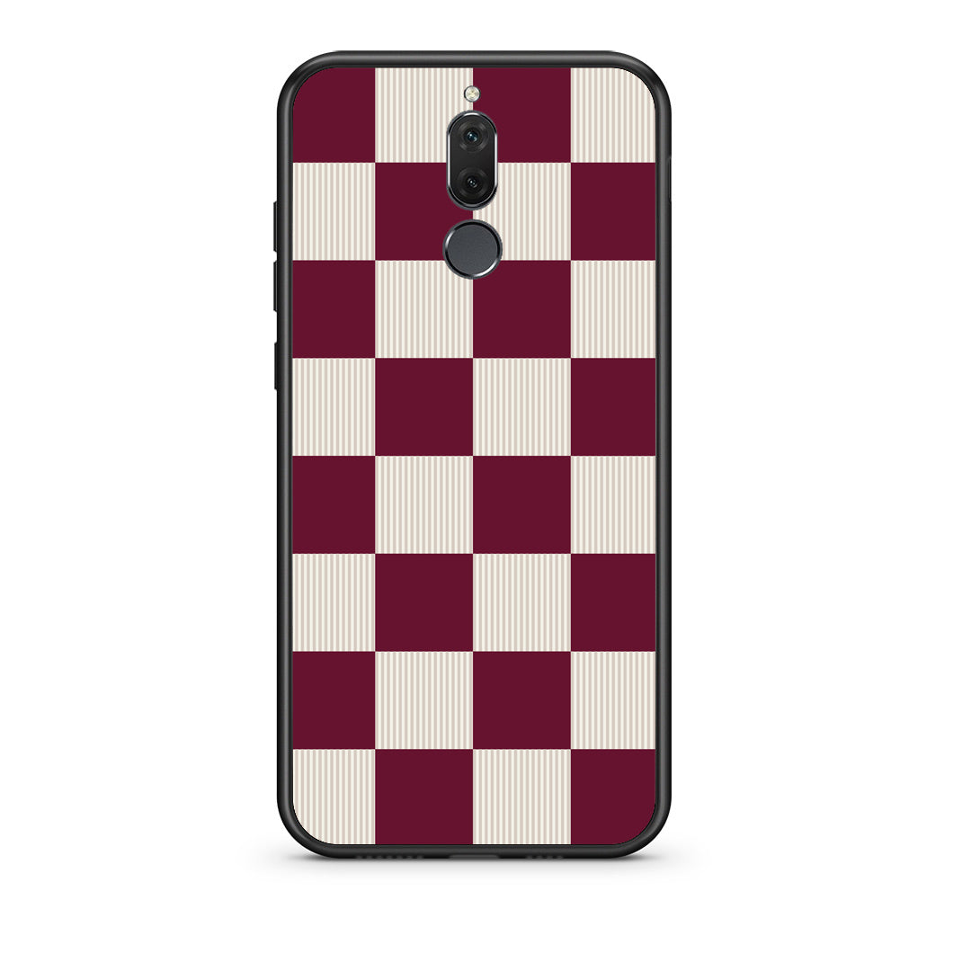 Θήκη Huawei Mate 10 Lite Burgundy and Cream Striped Checks από τη Smartfits με σχέδιο στο πίσω μέρος και μαύρο περίβλημα | Huawei Mate 10 Lite Burgundy and Cream Striped Checks case with colorful back and black bezels