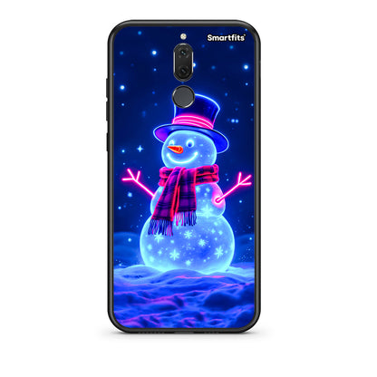 huawei mate 10 lite Christmas Neon Snowman θήκη από τη Smartfits με σχέδιο στο πίσω μέρος και μαύρο περίβλημα | Smartphone case with colorful back and black bezels by Smartfits