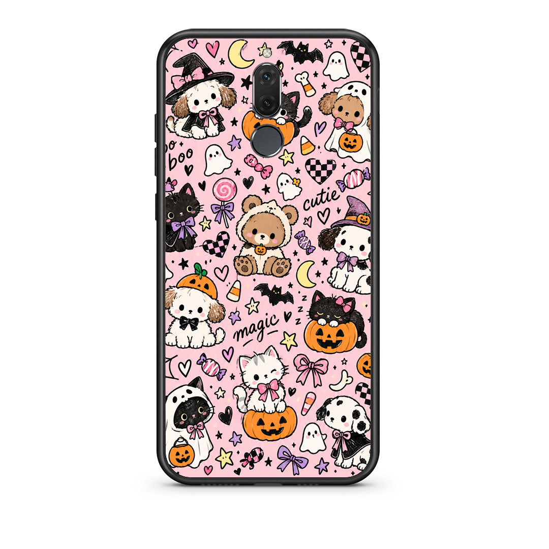 Θήκη Huawei Mate 10 Lite Halloween Cute Animals on Pink από τη Smartfits με σχέδιο στο πίσω μέρος και μαύρο περίβλημα | Huawei Mate 10 Lite Halloween Cute Animals on Pink case with colorful back and black bezels