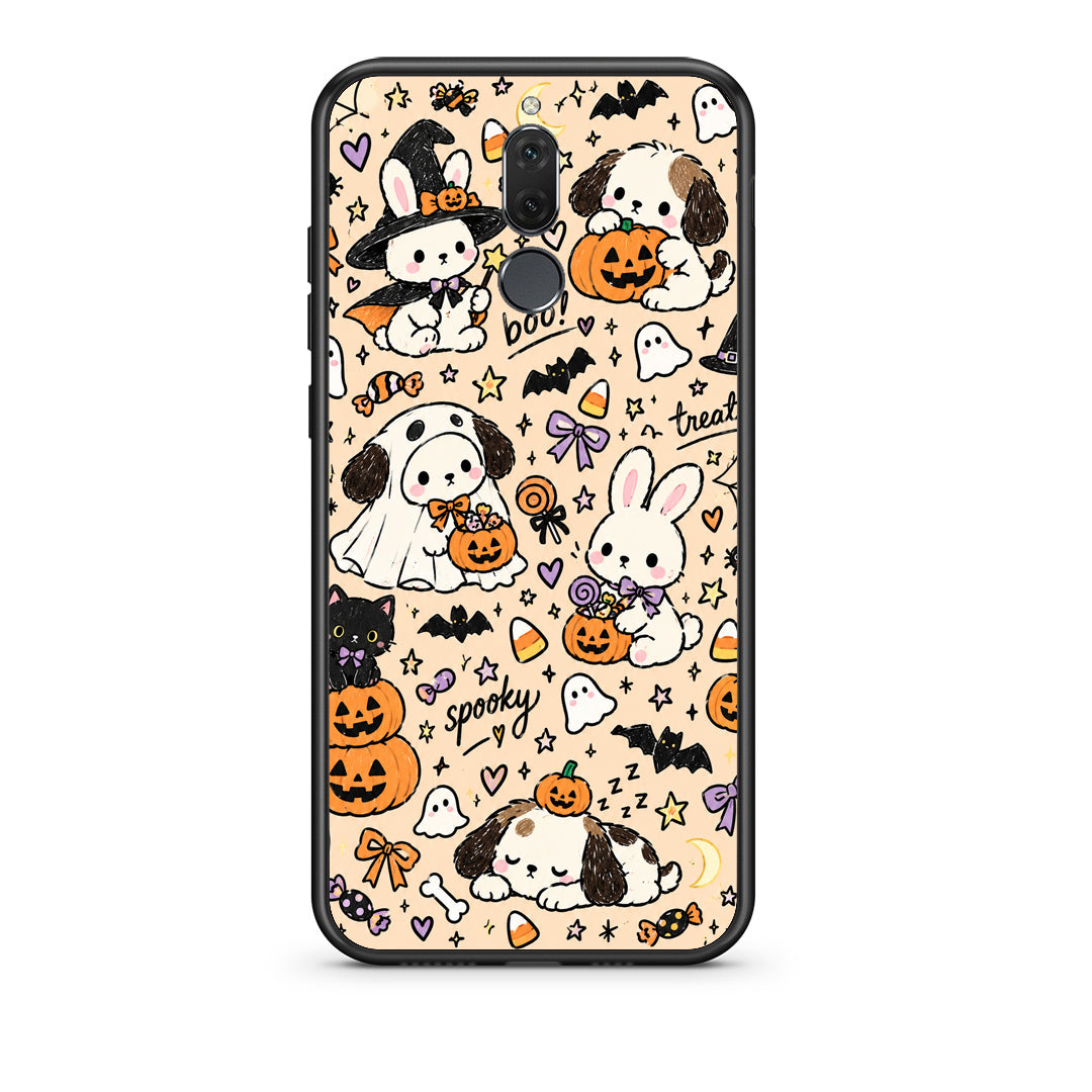 Θήκη Huawei Mate 10 Lite Halloween Puppies and Friends on Cream από τη Smartfits με σχέδιο στο πίσω μέρος και μαύρο περίβλημα | Huawei Mate 10 Lite Halloween Puppies and Friends on Cream case with colorful back and black bezels