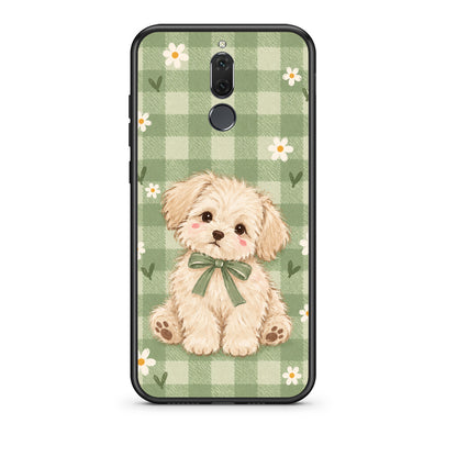 Θήκη Huawei Mate 10 Lite Puppy and Daisies on Sage Gingham από τη Smartfits με σχέδιο στο πίσω μέρος και μαύρο περίβλημα | Huawei Mate 10 Lite Puppy and Daisies on Sage Gingham case with colorful back and black bezels