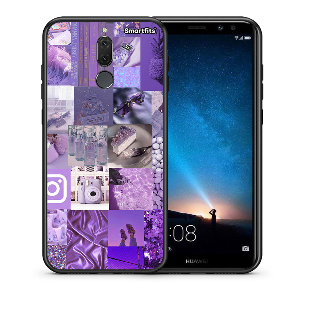 Θήκη Huawei Mate 10 Lite Purple Aesthetic Collage από τη Smartfits με σχέδιο στο πίσω μέρος και μαύρο περίβλημα | Huawei Mate 10 Lite Purple Aesthetic Collage case with colorful back and black bezels