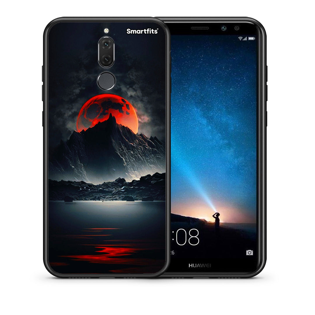 Θήκη Huawei Mate 10 Lite Red Full Moon από τη Smartfits με σχέδιο στο πίσω μέρος και μαύρο περίβλημα | Huawei Mate 10 Lite Red Full Moon case with colorful back and black bezels