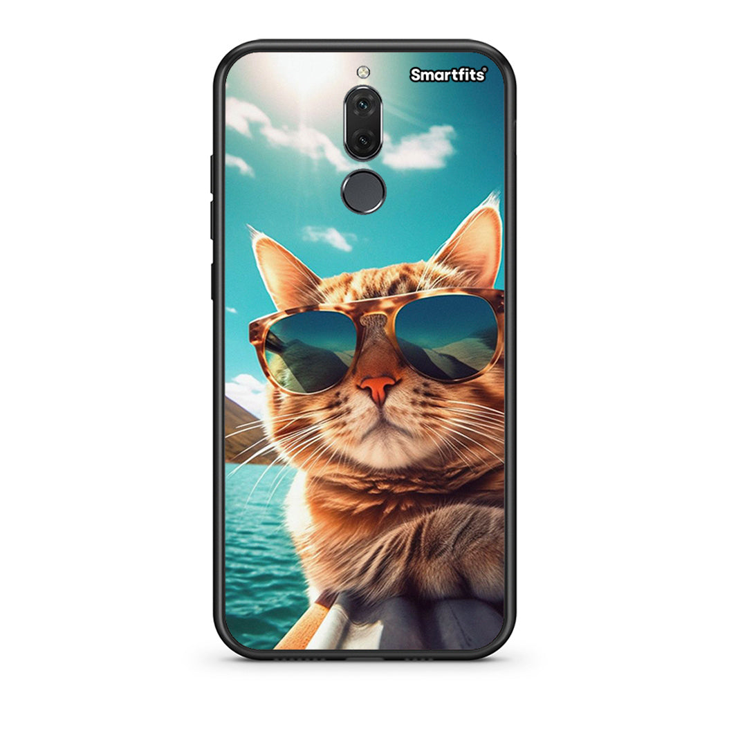 huawei mate 10 lite Summer Cat θήκη από τη Smartfits με σχέδιο στο πίσω μέρος και μαύρο περίβλημα | Smartphone case with colorful back and black bezels by Smartfits