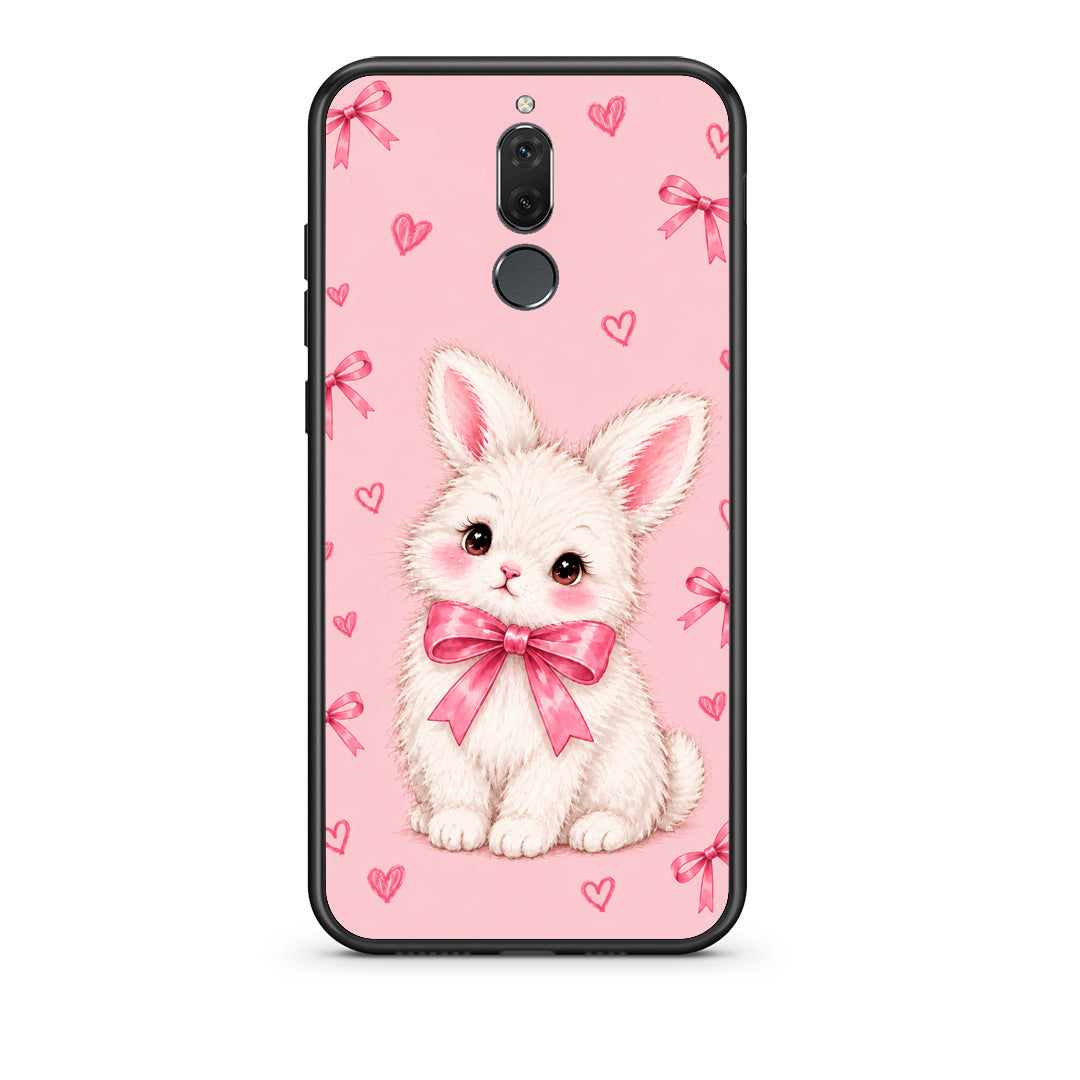 Θήκη Huawei Mate 10 Lite White Bunny and Pink Bows από τη Smartfits με σχέδιο στο πίσω μέρος και μαύρο περίβλημα | Huawei Mate 10 Lite White Bunny and Pink Bows case with colorful back and black bezels
