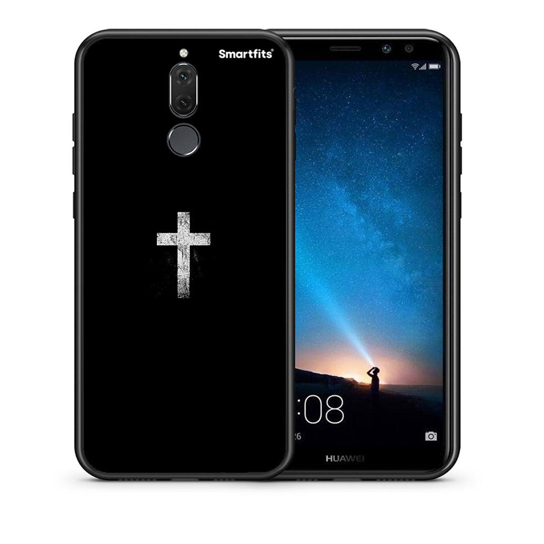 Θήκη Huawei Mate 10 Lite White Cross από τη Smartfits με σχέδιο στο πίσω μέρος και μαύρο περίβλημα | Huawei Mate 10 Lite White Cross case with colorful back and black bezels