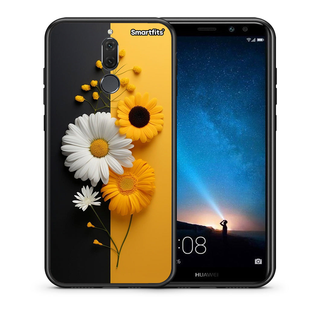 Θήκη Huawei Mate 10 Lite Yellow Daisies από τη Smartfits με σχέδιο στο πίσω μέρος και μαύρο περίβλημα | Huawei Mate 10 Lite Yellow Daisies case with colorful back and black bezels