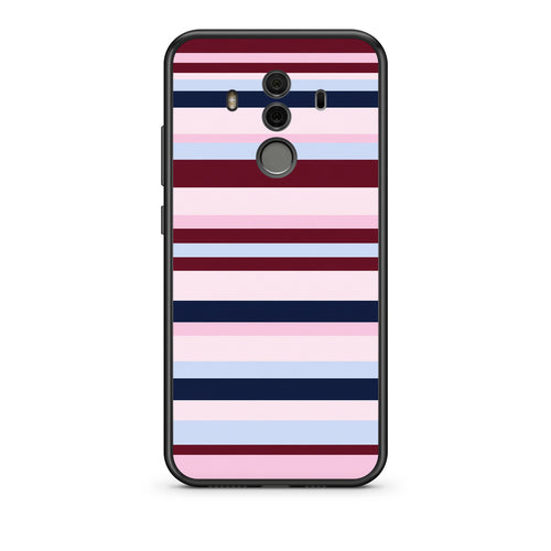 Θήκη Huawei Mate 10 Pro Burgundy Pink and Blue Horizontal Stripes από τη Smartfits με σχέδιο στο πίσω μέρος και μαύρο περίβλημα | Huawei Mate 10 Pro Burgundy Pink and Blue Horizontal Stripes case with colorful back and black bezels