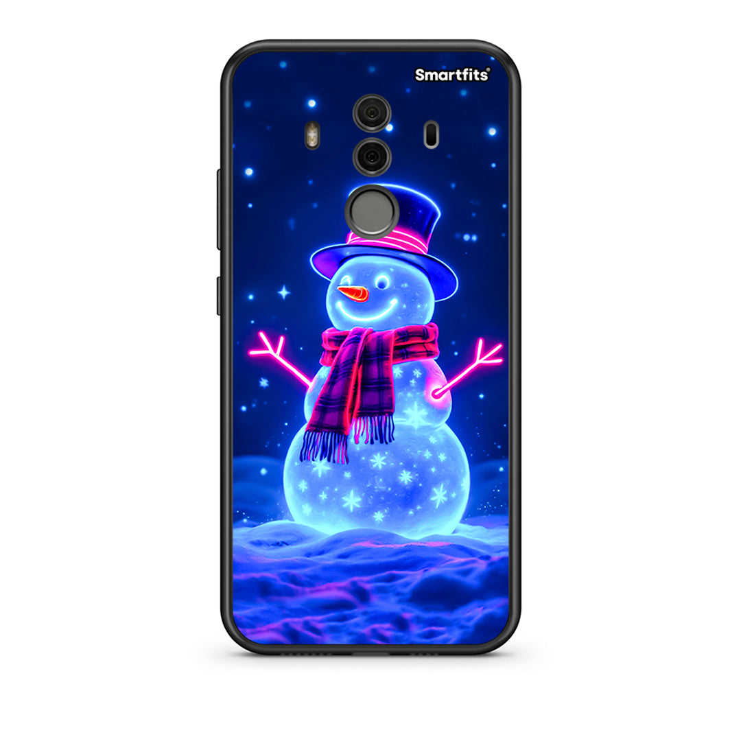 Huawei Mate 10 Pro Christmas Neon Snowman θήκη από τη Smartfits με σχέδιο στο πίσω μέρος και μαύρο περίβλημα | Smartphone case with colorful back and black bezels by Smartfits