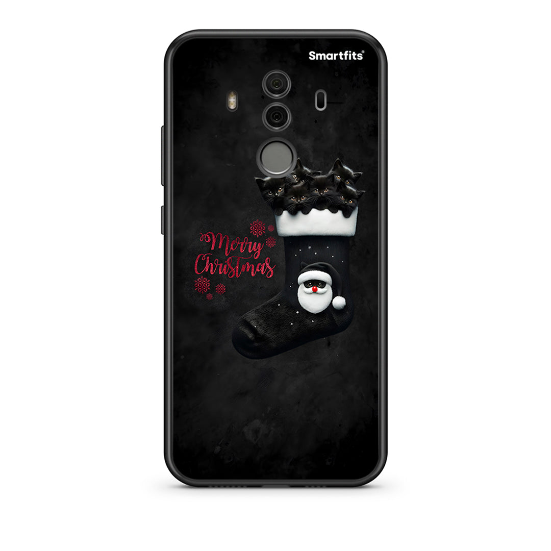 Huawei Mate 10 Pro Merry Cat Christmas θήκη από τη Smartfits με σχέδιο στο πίσω μέρος και μαύρο περίβλημα | Smartphone case with colorful back and black bezels by Smartfits