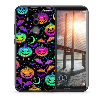 Θήκη Huawei Mate 10 Pro Neon Halloween από τη Smartfits με σχέδιο στο πίσω μέρος και μαύρο περίβλημα | Huawei Mate 10 Pro Neon Halloween case with colorful back and black bezels