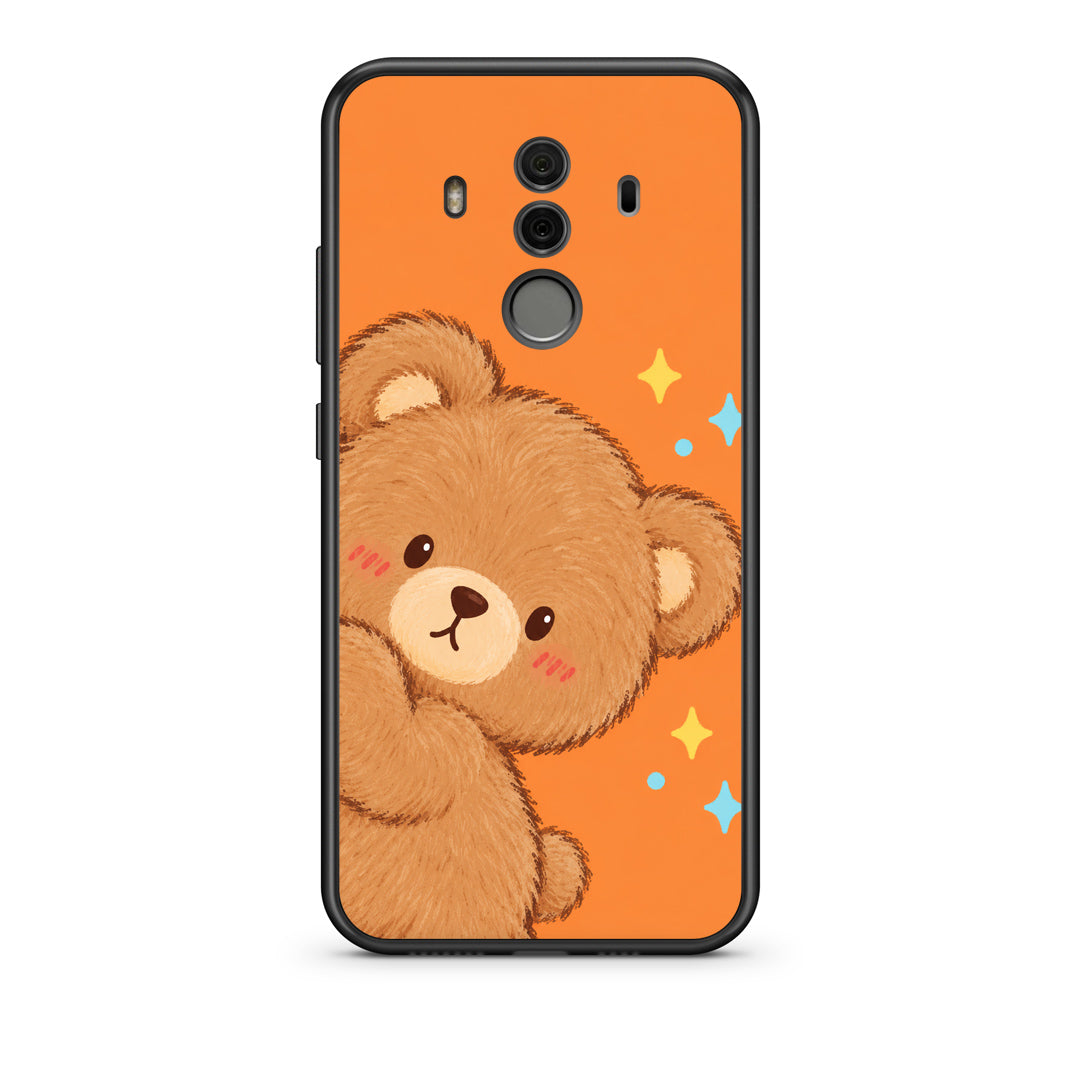 Θήκη Huawei Mate 10 Pro Peekaboo Teddy on Orange από τη Smartfits με σχέδιο στο πίσω μέρος και μαύρο περίβλημα | Huawei Mate 10 Pro Peekaboo Teddy on Orange case with colorful back and black bezels