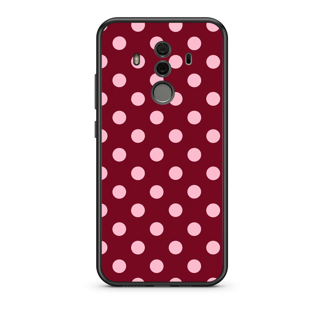 Θήκη Huawei Mate 10 Pro Pink Polka Dots on Burgundy από τη Smartfits με σχέδιο στο πίσω μέρος και μαύρο περίβλημα | Huawei Mate 10 Pro Pink Polka Dots on Burgundy case with colorful back and black bezels