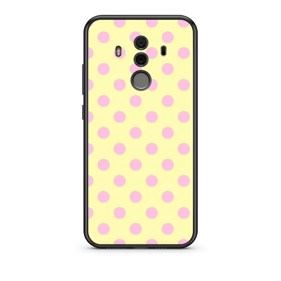 Θήκη Huawei Mate 10 Pro Pink Polka Dots on Yellow από τη Smartfits με σχέδιο στο πίσω μέρος και μαύρο περίβλημα | Huawei Mate 10 Pro Pink Polka Dots on Yellow case with colorful back and black bezels